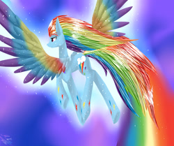 Size: 3190x2670 | Tagged: safe, artist:midfire, rainbow dash, pegasus, pony, blue coat, female, mare, multicolored mane, rainbow power, solo