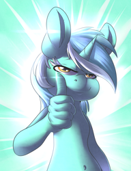 Size: 1600x2086 | Tagged: safe, artist:sourspot, lyra heartstrings, belly button, hand, lyra's humans, mutation, solo, suddenly hands, thumbs up, wat