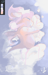 Size: 900x1391 | Tagged: safe, artist:aquaticsun, cloudchaser, backbend, cloud, limited palette, solo