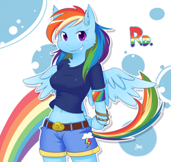 Size: 1000x948 | Tagged: safe, artist:gatto, derpibooru import, rainbow dash, anthro, pixiv, solo