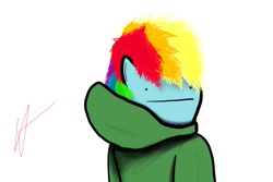 Size: 1080x720 | Tagged: safe, artist:jayhaladyna, derpibooru import, rainbow dash, anthro, clothes, face, hoodie, poker face