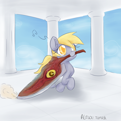 Size: 1200x1200 | Tagged: safe, artist:alasou, derpibooru import, derpy hooves, pegasus, pony, 30 minute art challenge, crossover, female, mare, solo, soul calibur, soul edge, this will end in tears, weapon