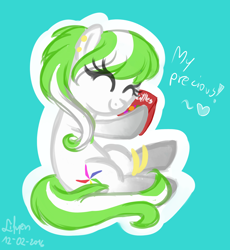 Size: 2000x2176 | Tagged: safe, artist:lifyen, oc, oc only, oc:lea, earth pony, pony, bracelet, candy, chibi, cute, earring, food, piercing, skittles, sweets, two colour hair