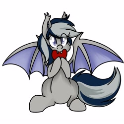 Size: 2500x2500 | Tagged: safe, artist:themodpony, oc, oc only, oc:daturea eventide, bat pony, pony, cute, cute little fangs, heart, nibbling, solo, valentine's day