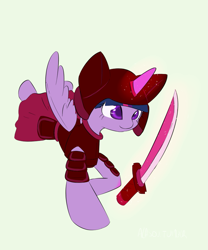 Size: 825x990 | Tagged: safe, artist:alasou, derpibooru import, twilight sparkle, twilight sparkle (alicorn), alicorn, pony, 30 minute art challenge, armor, female, mare, samurai, sword