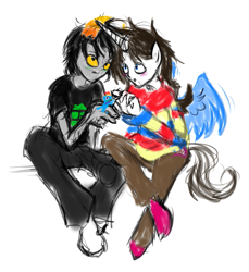 Size: 727x792 | Tagged: safe, derpibooru import, rainbow dash, anthro, human, troll, dirk strider, fandom, fandomstuck, hiatus, homestuck, pegasister, shipping