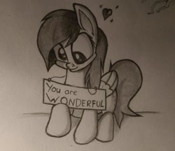 Size: 1024x883 | Tagged: safe, artist:chrispy248, derpy hooves, pegasus, pony, female, mare, positive ponies, sign, solo, traditional art