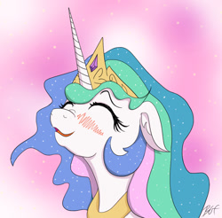 Size: 932x916 | Tagged: safe, artist:bgf, princess celestia, alicorn, pony, bliss, blushing, cute, cutelestia, eyes closed, happy, solo