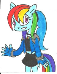 Size: 480x624 | Tagged: safe, artist:cmara, derpibooru import, rainbow dash, anthro, solo, sonic the hedgehog (series), sonicified, traditional art