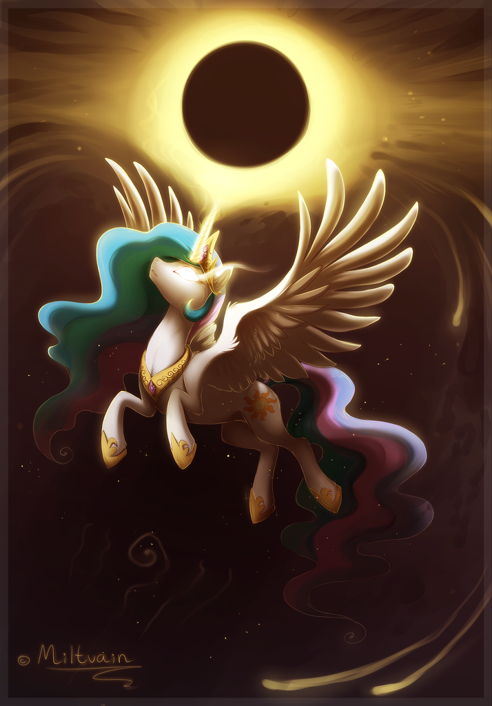 Safe Artist Hioshiru Derpibooru Import Princess Celestia Alicorn Pony Eclipse