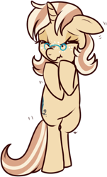 Size: 296x491 | Tagged: safe, artist:lulubell, derpibooru import, oc, oc only, oc:lulubell, pony, unicorn, bipedal, glasses, scrunchy face, simple background, solo, transparent background