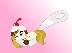 Size: 944x704 | Tagged: safe, artist:nekosnicker, derpibooru import, oc, oc only, food pony, original species, pony, cherry, cute, food, ice cream, micro, ponified, solo, spoon, tiny, tiny ponies