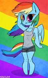 Size: 714x1158 | Tagged: safe, artist:lizzyoli-ravioli, derpibooru import, rainbow dash, anthro, solo