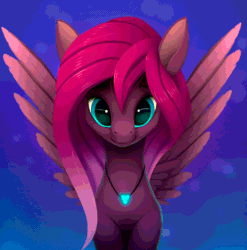 Size: 900x911 | Tagged: safe, artist:rodrigues404, oc, oc only, oc:vespidae, changeling, animated, changeling oc, cute, cuteling, female, looking at you, pink changeling, smiling, solo