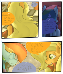 Size: 5340x6255 | Tagged: safe, artist:reneesdetermination, derpibooru import, applejack, rainbow dash, anthro, earth pony, pony, comic:heart burn, absurd resolution, appledash, comic, female, lesbian, shipping