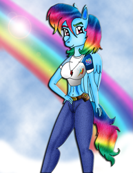 Size: 637x824 | Tagged: safe, artist:odiz, derpibooru import, rainbow dash, anthro, solo