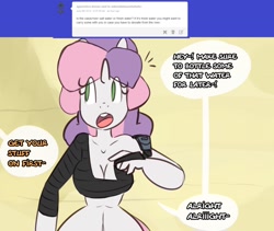 Size: 1280x1080 | Tagged: safe, artist:somescrub, sweetie belle, anthro, ask nudist sweetie belle, breasts, cleavage, female, solo, sweetie boobs, tumblr