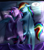 Size: 2894x3300 | Tagged: safe, artist:mykegreywolf, rainbow dash, twilight sparkle, twilight sparkle (alicorn), alicorn, pegasus, pony, bed, bedroom eyes, crepuscular rays, cuddling, cute, dust, dust motes, female, floppy ears, holding, hug, lesbian, mare, moonlight, on side, pillow, resting, shipping, smiling, snuggling, speech bubble, spread wings, twidash, winghug