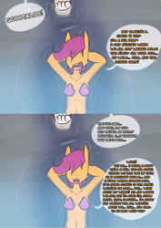 Size: 1280x1812 | Tagged: safe, artist:somescrub, scootaloo, sweetie belle, anthro, sea pony, ask nudist sweetie belle