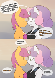 Size: 1280x1820 | Tagged: safe, artist:somescrub, scootaloo, sweetie belle, anthro, ask nudist sweetie belle, female, lesbian, mermaid lovers, scootabelle, shipping