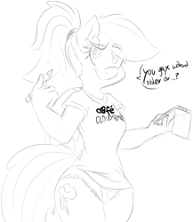 Size: 795x918 | Tagged: safe, artist:sweethd, derpibooru import, rainbow dash, anthro, monochrome, solo