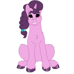 Size: 1200x1200 | Tagged: safe, artist:graffiti, sugar belle, colored hooves, pixel art, simple background, sitting, smiling, solo, transparent background