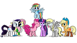 Size: 2560x1440 | Tagged: safe, artist:soniclegacy1, applejack, derpy hooves, fluttershy, pinkie pie, rainbow dash, rarity, twilight sparkle, twilight sparkle (alicorn), alicorn, earth pony, pegasus, pony, unicorn, alternate cutie mark, female, mare, simple background