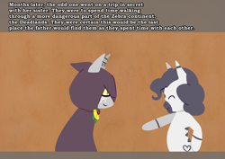 Size: 1280x907 | Tagged: safe, artist:somescrub, oc, oc:saltine, zebra, ask nudist sweetie belle, backstory