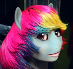 Size: 847x800 | Tagged: safe, artist:shakealicious, derpibooru import, rainbow dash, anthro, nightmare fuel, solo, uncanny valley, untooned, why sid why