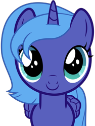 Size: 4060x5400 | Tagged: safe, artist:derek pony, artist:slb94, princess luna, alicorn, pony, absurd resolution, c:, cute, filly, looking at you, lunabetes, simple background, smiling, solo, transparent background, vector, weapons-grade cute, woona