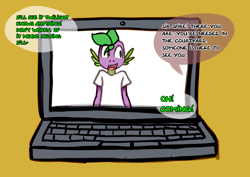 Size: 1280x907 | Tagged: safe, artist:somescrub, spike, anthro, ask nudist sweetie belle, clothes, computer, explicit source, laptop computer, tent, tumblr