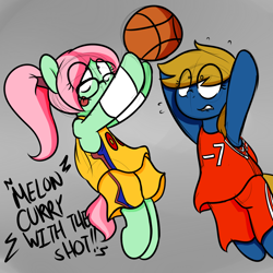 Size: 1280x1280 | Tagged: safe, artist:fullmetalpikmin, oc, oc only, oc:melon shine, oc:rainy season, basketball, stephen curry