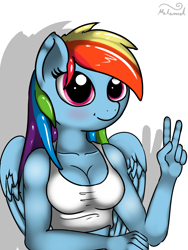 Size: 1500x2000 | Tagged: safe, artist:malamol, derpibooru import, rainbow dash, anthro, cleavage, clothes, female, solo