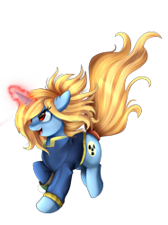 Size: 2072x2777 | Tagged: safe, artist:pridark, oc, oc only, oc:purity, pony, unicorn, fallout equestria, clothes, commission, magic, open mouth, simple background, solo, transparent background