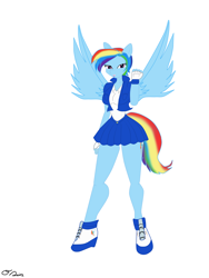 Size: 2448x3264 | Tagged: safe, derpibooru import, rainbow dash, anthro, clothes, raiya mikazuchi, schoolgirl, solo, tecmo, toukidenshou angel eyes, wip