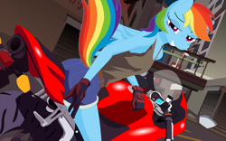 Size: 1920x1200 | Tagged: safe, artist:dnantti, derpibooru import, rainbow dash, anthro, looking back, motorcycle, riding