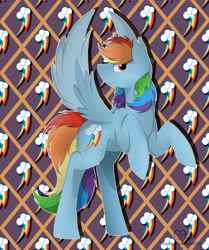 Size: 2145x2560 | Tagged: safe, artist:missydakota, rainbow dash, pegasus, pony, rearing, solo, spread wings