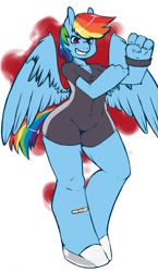 Size: 740x1280 | Tagged: safe, artist:slipe, derpibooru import, rainbow dash, anthro, bodysuit, solo, tight clothing, wristband