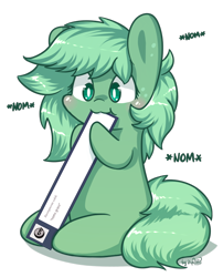 Size: 712x883 | Tagged: safe, artist:dsp2003, oc, oc only, oc:grass, 2016, :3, ask, blushing, chibi, cute, dsp2003 is trying to murder us, nom, pony town, simple background, solo, style emulation, transparent background, tumblr