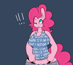 Size: 1280x1124 | Tagged: safe, artist:somescrub, pinkie pie, anthro, big breasts, breasts, clothes, explicit source, female, hugtastic pinkie pie, impossibly wide hips, panties, pinkie pies, solo, speech bubble, thong, tumblr, underwear, wide hips