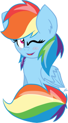 Size: 515x924 | Tagged: safe, artist:kristysk, rainbow dash, pegasus, pony, blushing, cute, dashabetes, solo, wink