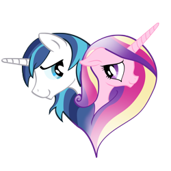 Size: 2500x2500 | Tagged: safe, artist:silfoe, derpibooru import, princess cadance, shining armor, alicorn, pony, unicorn, female, horn, male, mare, multicolored mane, pink coat, stallion, two toned mane, white coat