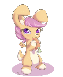 Size: 700x850 | Tagged: safe, artist:alasou, derpibooru import, scootaloo, rabbit, carrot, solo, species swap