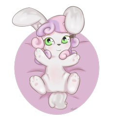 Size: 900x950 | Tagged: safe, artist:alasou, derpibooru import, sweetie belle, rabbit, bunnified, cute, diasweetes, solo, species swap, weapons-grade cute