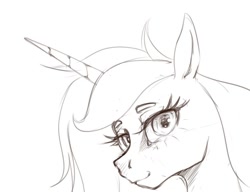 Size: 842x646 | Tagged: safe, artist:madhotaru, pony, unicorn, looking at you, sketch, solo