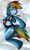 Size: 550x905 | Tagged: safe, artist:xjkenny, derpibooru import, rainbow dash, anthro, unguligrade anthro, arm hooves, clothes, dodgeball, midriff, referee, shorts, solo, sports, whistle, zoom layer