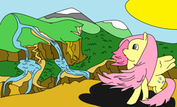 Size: 1485x895 | Tagged: safe, artist:amateur-draw, fluttershy, pegasus, pony, 1000 hours in ms paint, ms paint, scenery, solo