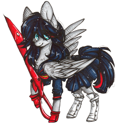 Size: 666x726 | Tagged: safe, artist:tenebristayga, kill la kill, ponified, ryuko matoi, scissor blade, senketsu, simple background, solo, transparent background