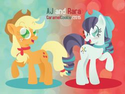 Size: 800x600 | Tagged: safe, artist:caramelcookie, applejack, coloratura, earth pony, pony, open mouth, rara