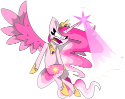 Size: 1024x817 | Tagged: safe, artist:vegas-liights, princess celestia, alicorn, pony, crying, female, flying, magic, mare, pink-mane celestia, simple background, solo, transparent background, younger